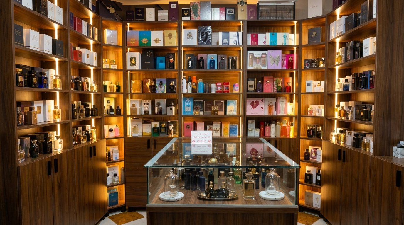 Boutique Dar Al Amber — comptoir vitrine
